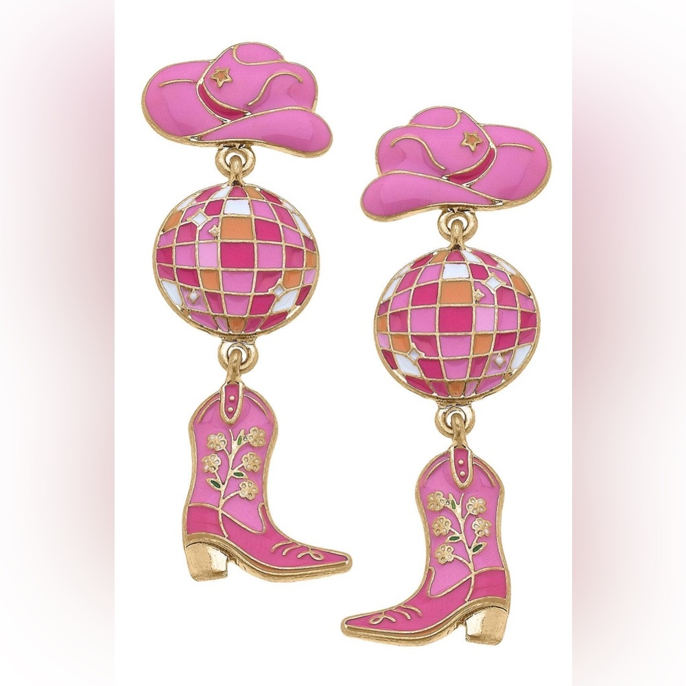 Rodeo Disco Ball Linked Enamel Earrings